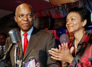 Rep. William J. Jefferson, Louisiana Democrat, shown with his wife, Dr. Andrea Green-Jefferson, was expected to win re-election Saturday in a race delayed by Hurricane Gustav.
