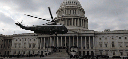 Bush family leave White House in helicopter